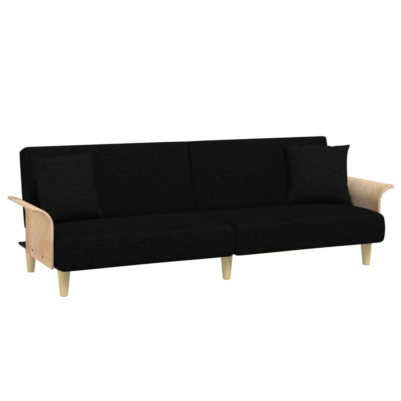 vidaXL Sofa Bed with Armrests Black Fabric