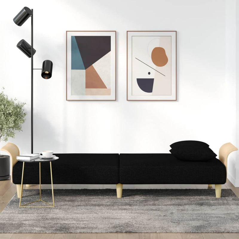 vidaXL Sofa Bed with Armrests Black Fabric