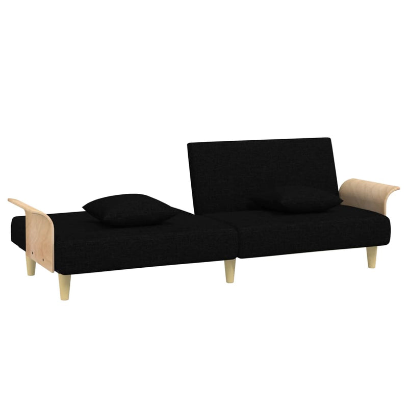 vidaXL Sofa Bed with Armrests Black Fabric