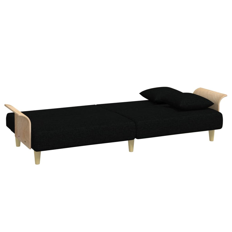 vidaXL Sofa Bed with Armrests Black Fabric