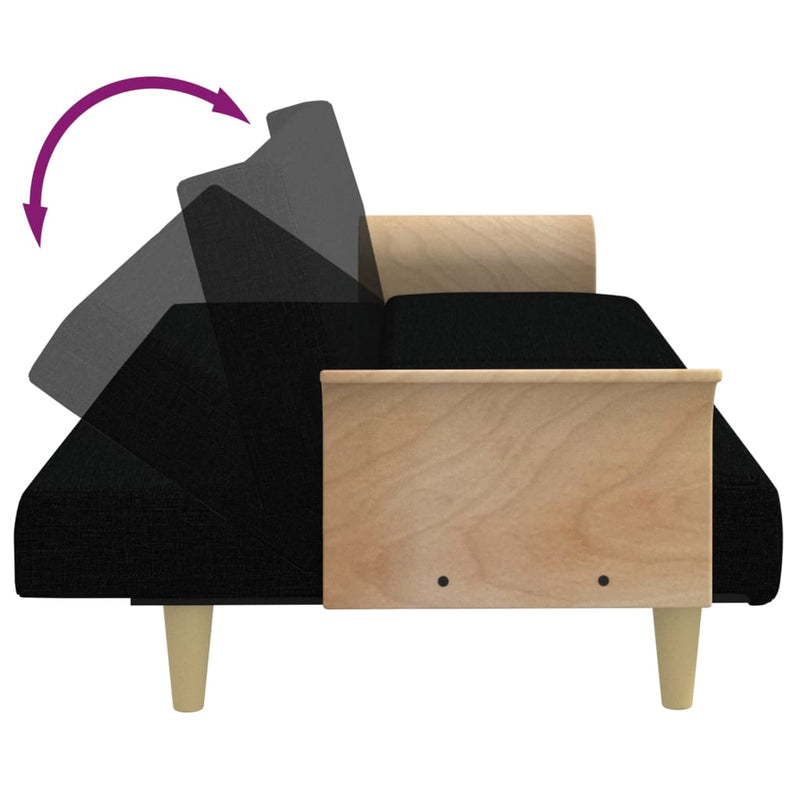vidaXL Sofa Bed with Armrests Black Fabric