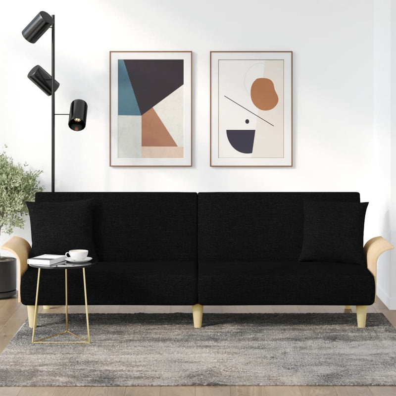 vidaXL Sofa Bed with Armrests Black Fabric