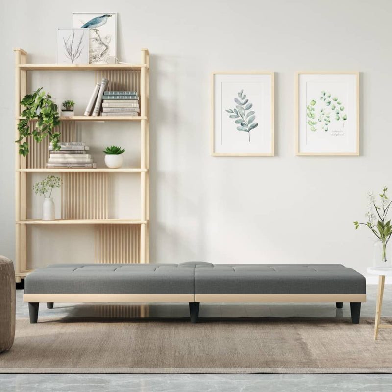 vidaXL Sofa Bed with Cup Holders Dark Grey Fabric