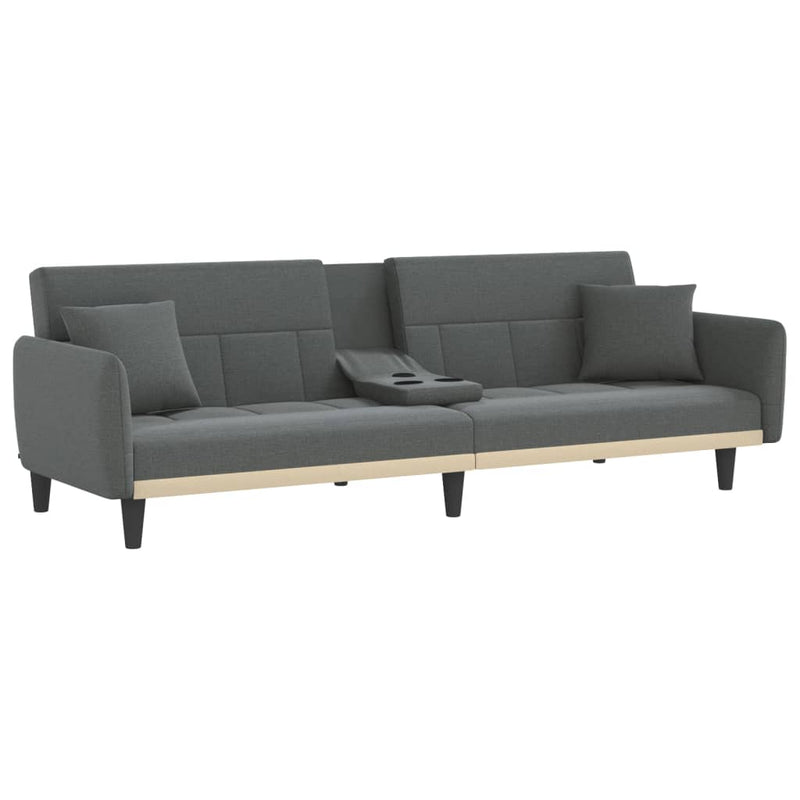 vidaXL Sofa Bed with Cup Holders Dark Grey Fabric