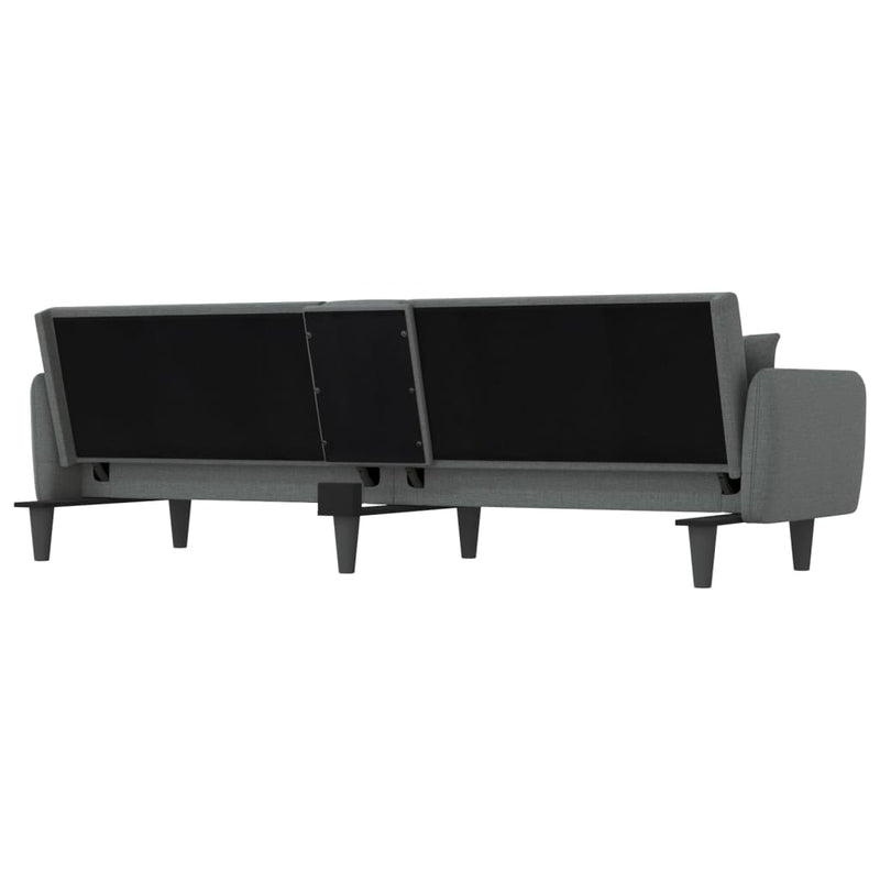 vidaXL Sofa Bed with Cup Holders Dark Grey Fabric