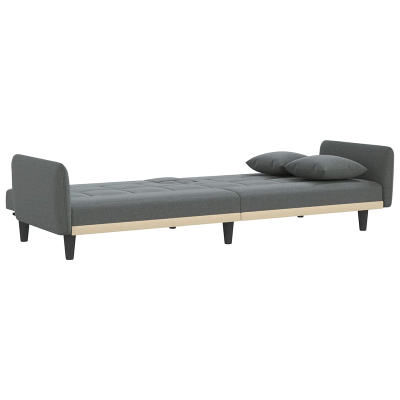vidaXL Sofa Bed with Cup Holders Dark Grey Fabric