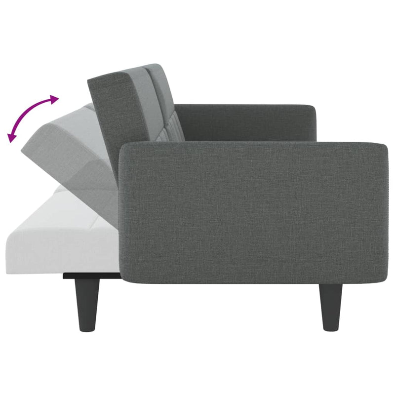 vidaXL Sofa Bed with Cup Holders Dark Grey Fabric