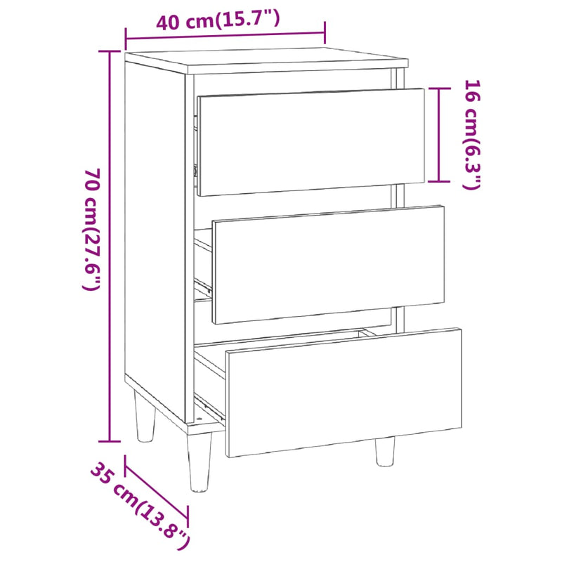 vidaXL Bedside Cabinet Smoked Oak 40x35x70 cm Engineered Wood