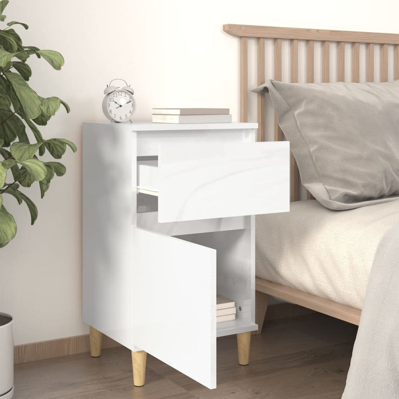 vidaXL Bedside Cabinets 2 pcs High Gloss White 40x35x70 cm