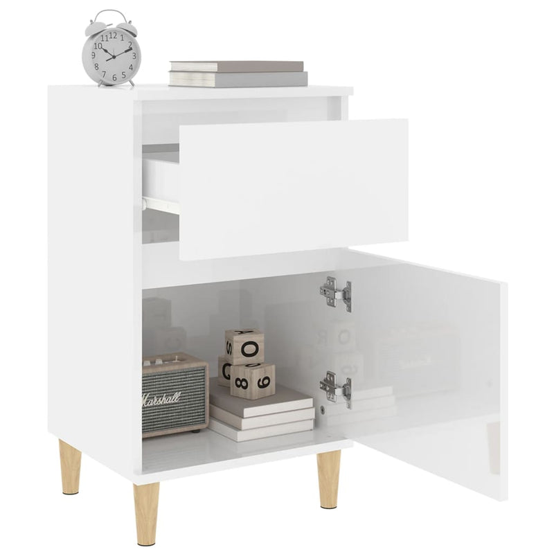 vidaXL Bedside Cabinets 2 pcs High Gloss White 40x35x70 cm