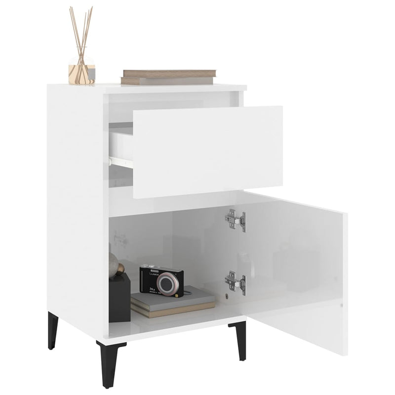 vidaXL Bedside Cabinets 2 pcs High Gloss White 40x35x70 cm