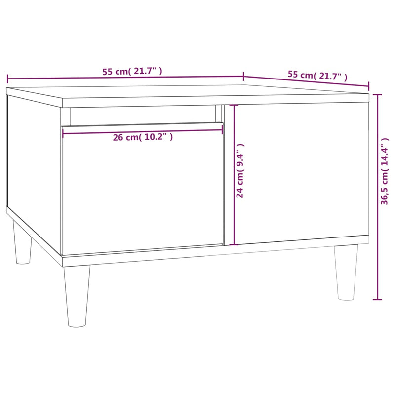 vidaXL Coffee Table High Gloss White 55x55x36.5 cm Engineered Wood