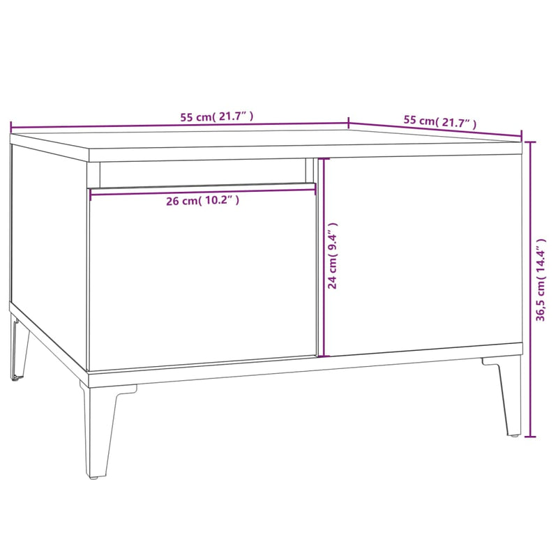 vidaXL Coffee Table High Gloss White 55x55x36.5 cm Engineered Wood