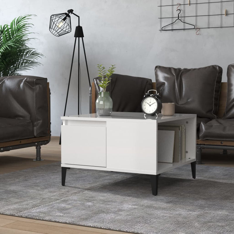 vidaXL Coffee Table High Gloss White 55x55x36.5 cm Engineered Wood