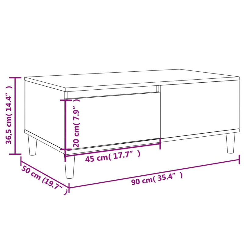 vidaXL Coffee Table White 90x50x36.5 cm Engineered Wood