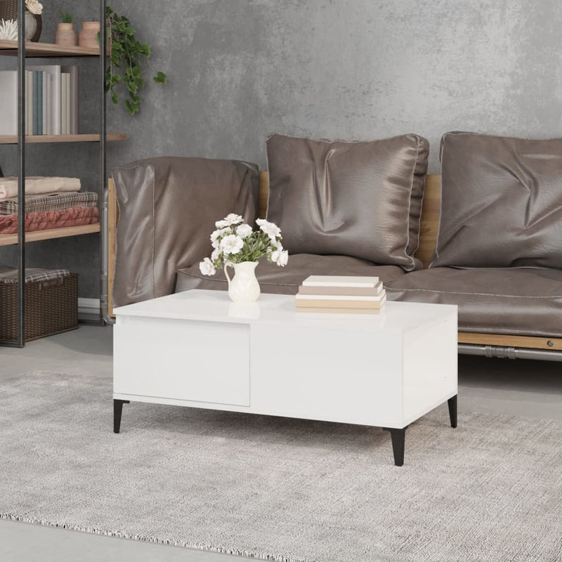 vidaXL Coffee Table High Gloss White 90x50x36.5 cm Engineered Wood