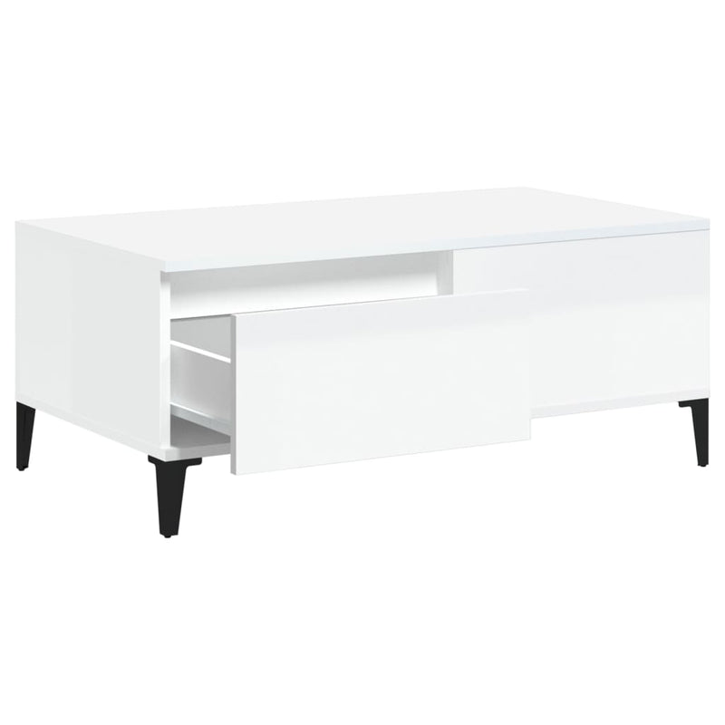 vidaXL Coffee Table High Gloss White 90x50x36.5 cm Engineered Wood