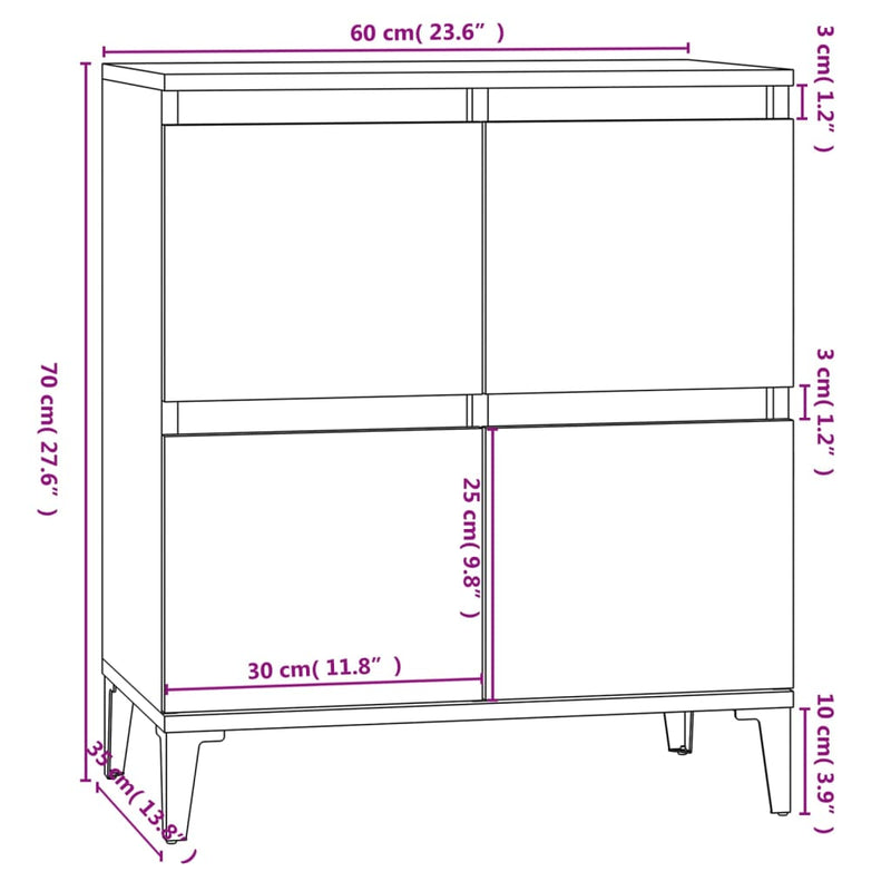 vidaXL Sideboard White 60x35x70 cm Engineered Wood