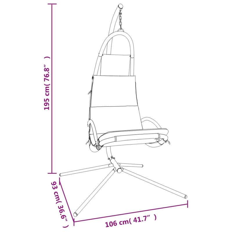 vidaXL Garden Swing Chair with Cushion Dark Grey Oxford Fabric&Steel
