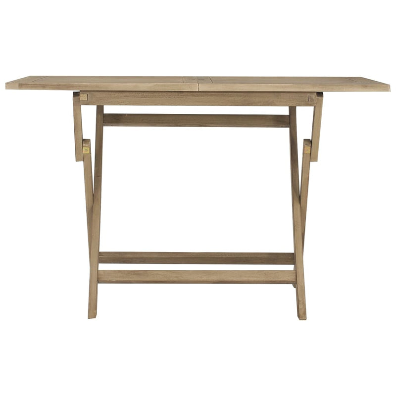vidaXL Folding Garden Table Grey 120x70x75 cm Solid Wood Teak