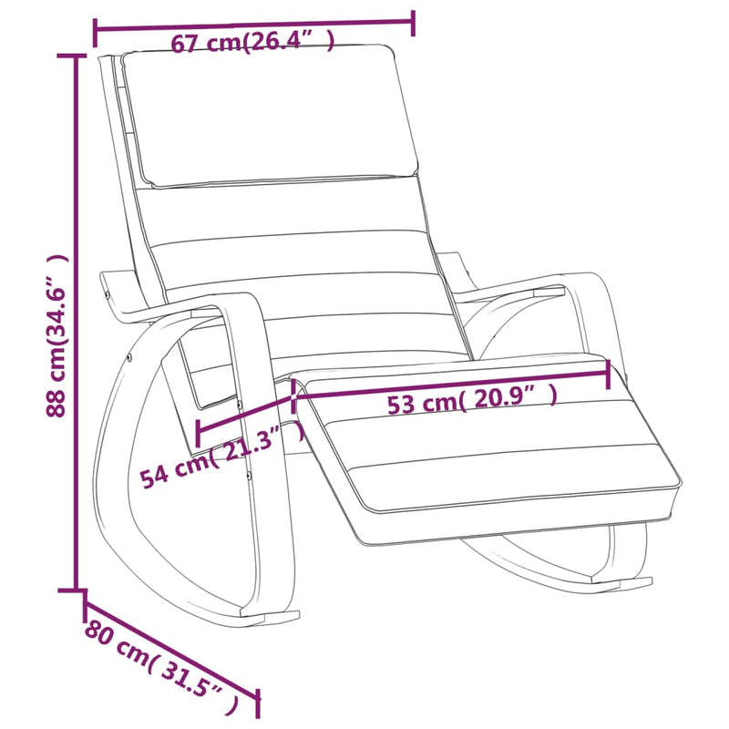vidaXL Rocking Chair Cream Fabric