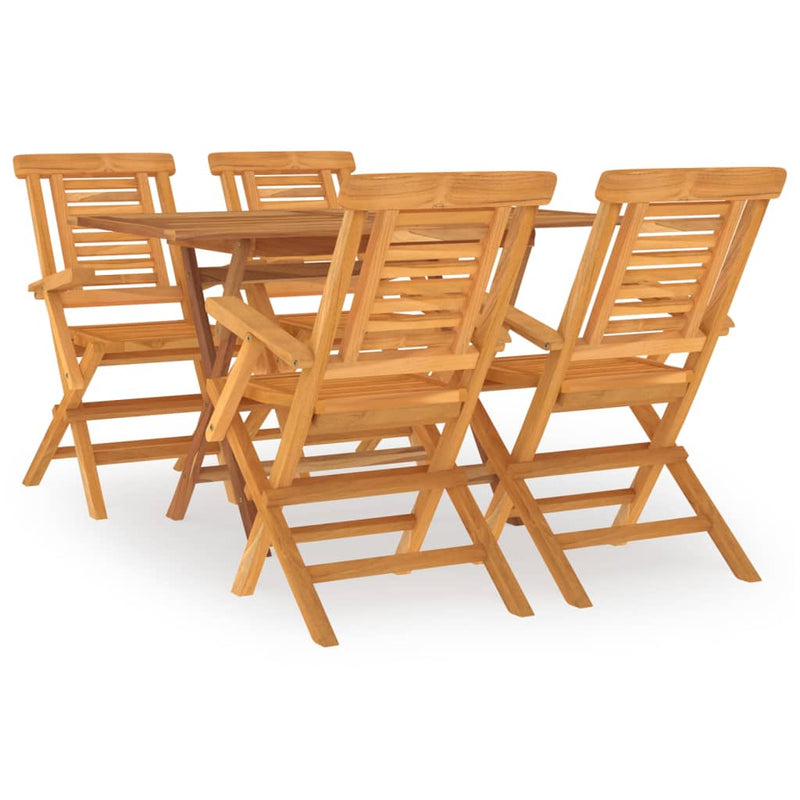 vidaXL 5 Piece Garden Dining Set Solid Wood Teak