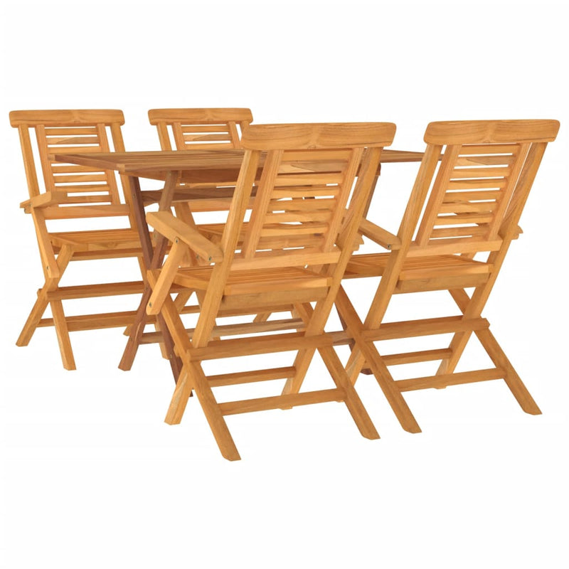 vidaXL 5 Piece Garden Dining Set Solid Wood Teak