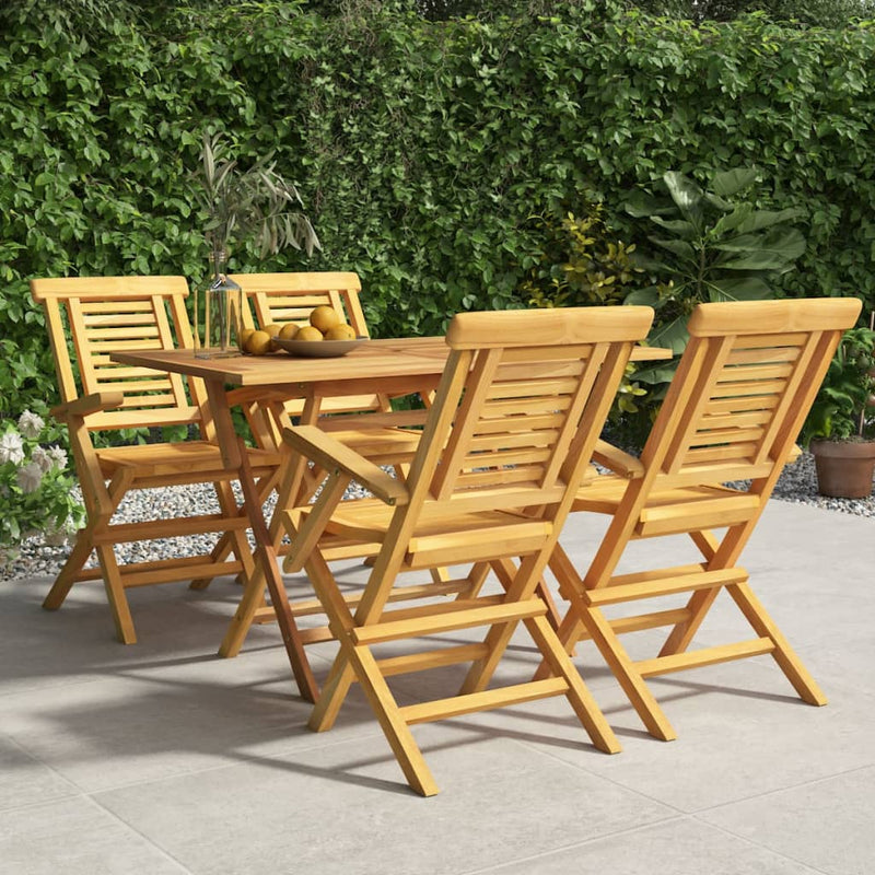 vidaXL 5 Piece Garden Dining Set Solid Wood Teak