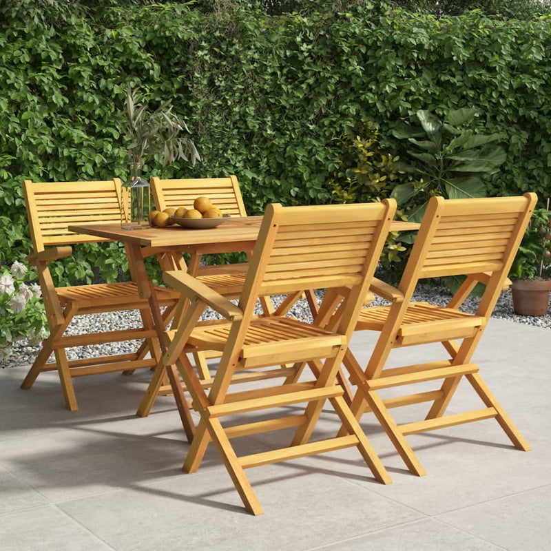 vidaXL 5 Piece Garden Dining Set Solid Wood Teak