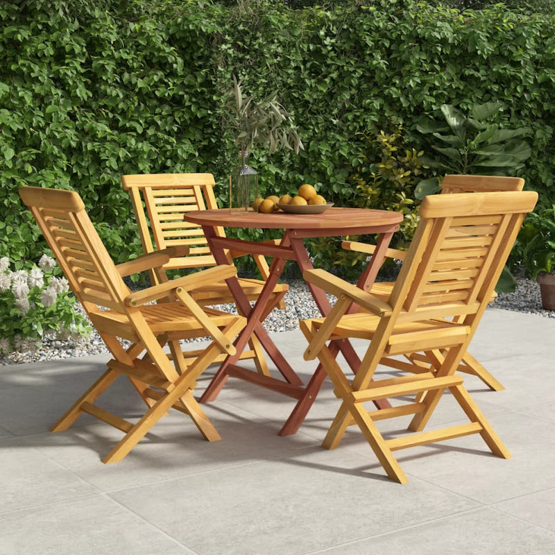 vidaXL 5 Piece Garden Dining Set Solid Wood Teak