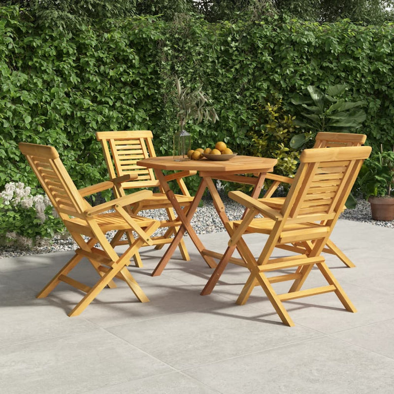 vidaXL 5 Piece Garden Dining Set Solid Wood Teak