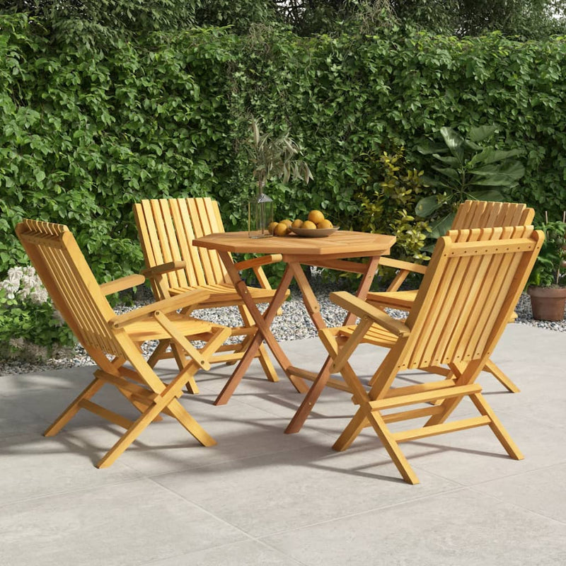 vidaXL 5 Piece Garden Dining Set Solid Wood Teak