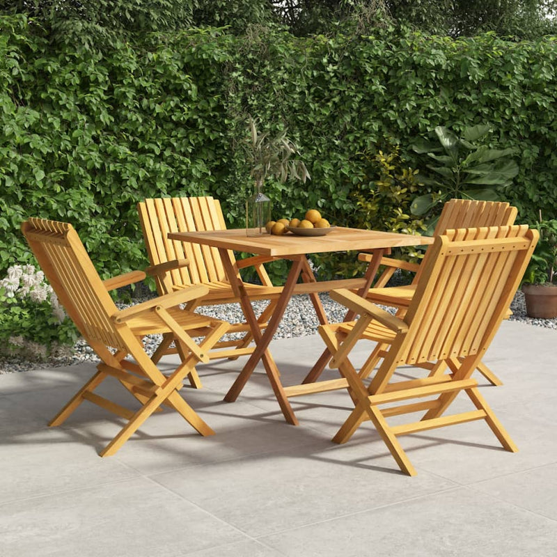 vidaXL 5 Piece Garden Dining Set Solid Wood Teak