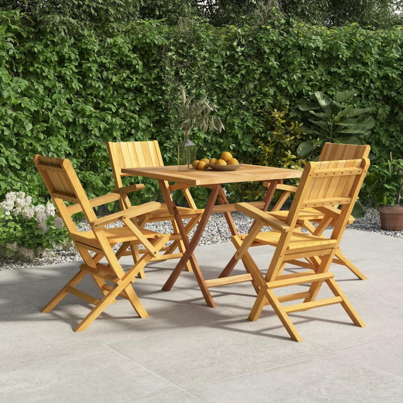 vidaXL 5 Piece Garden Dining Set Solid Wood Teak