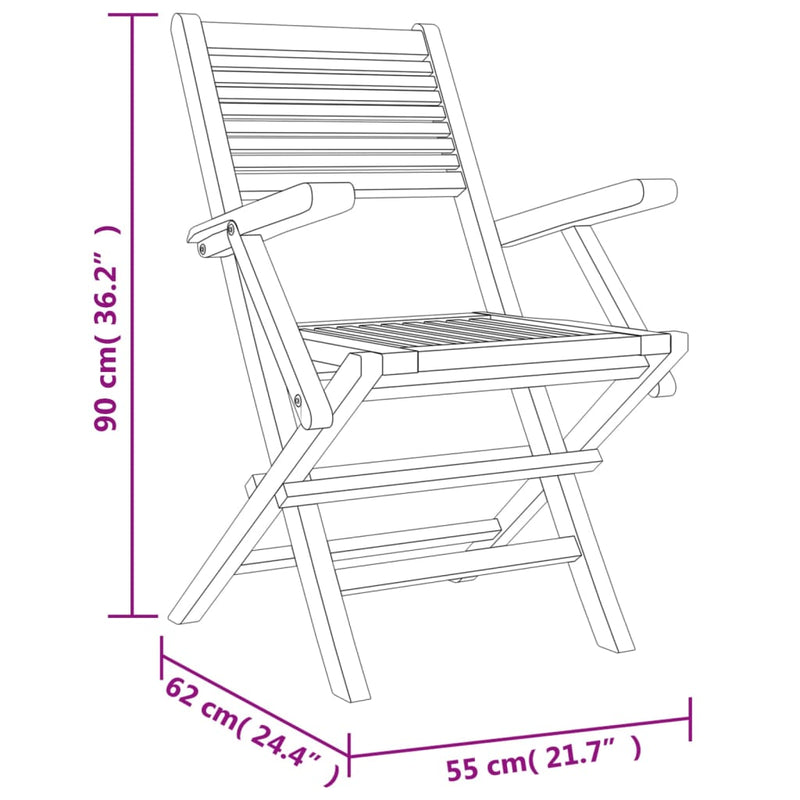 vidaXL Folding Garden Chairs 4 pcs 55x62x90 cm Solid Wood Teak