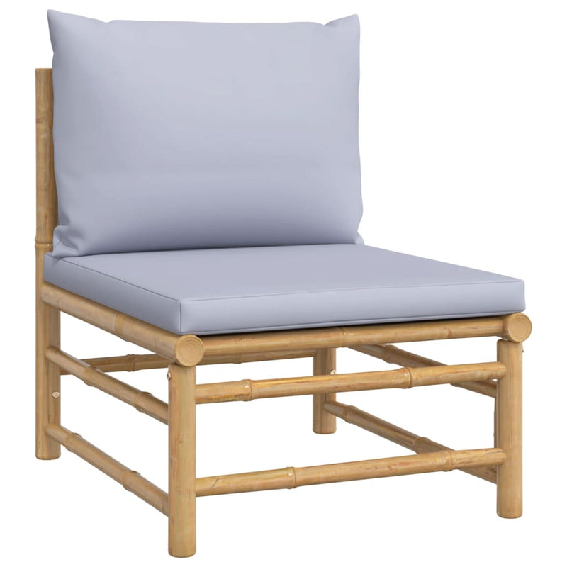 vidaXL 4 Piece Garden Lounge Set with Light Grey Cushions Bamboo
