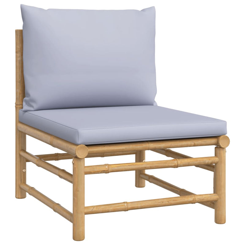 vidaXL 5 Piece Garden Lounge Set with Light Grey Cushions Bamboo