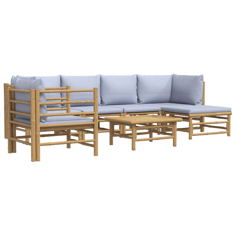vidaXL 7 Piece Garden Lounge Set with Light Grey Cushions Bamboo