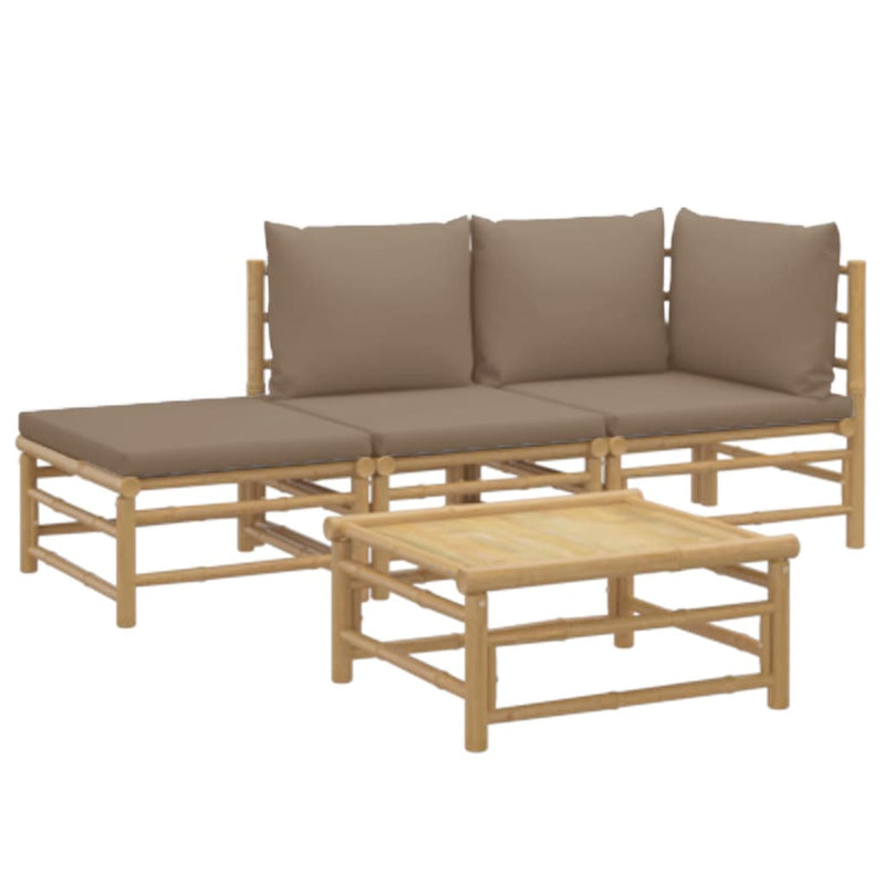 vidaXL 4 Piece Garden Lounge Set with Taupe Cushions  Bamboo