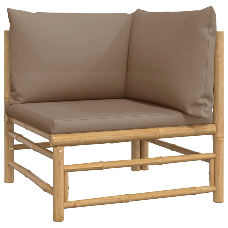 vidaXL 4 Piece Garden Lounge Set with Taupe Cushions  Bamboo