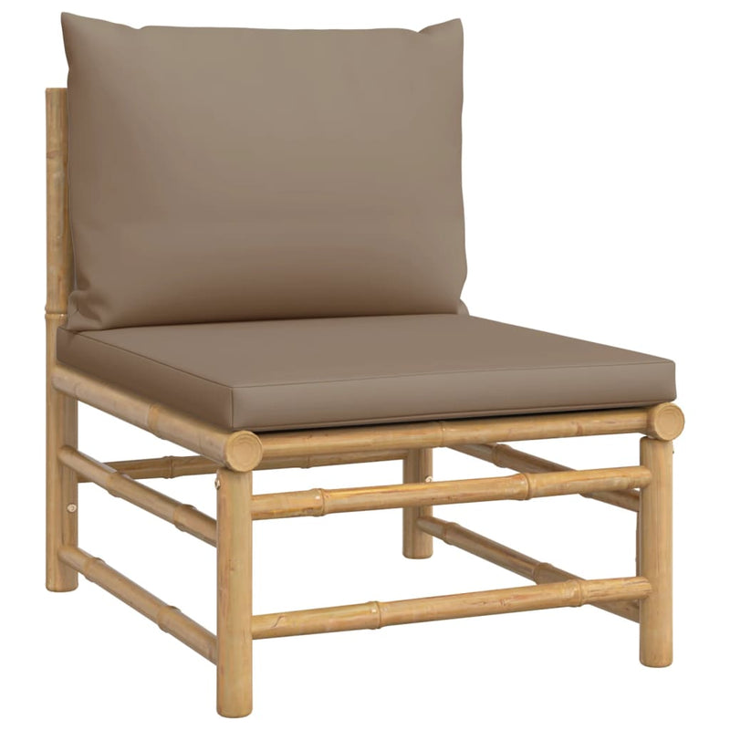 vidaXL 4 Piece Garden Lounge Set with Taupe Cushions  Bamboo