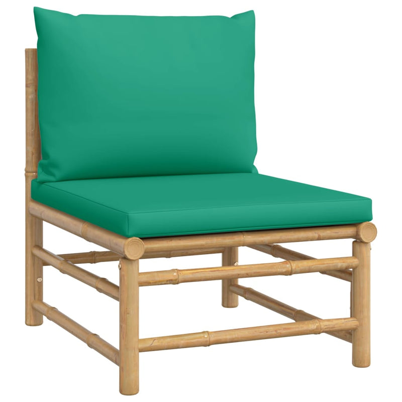 vidaXL 5 Piece Garden Lounge Set with Green Cushions  Bamboo