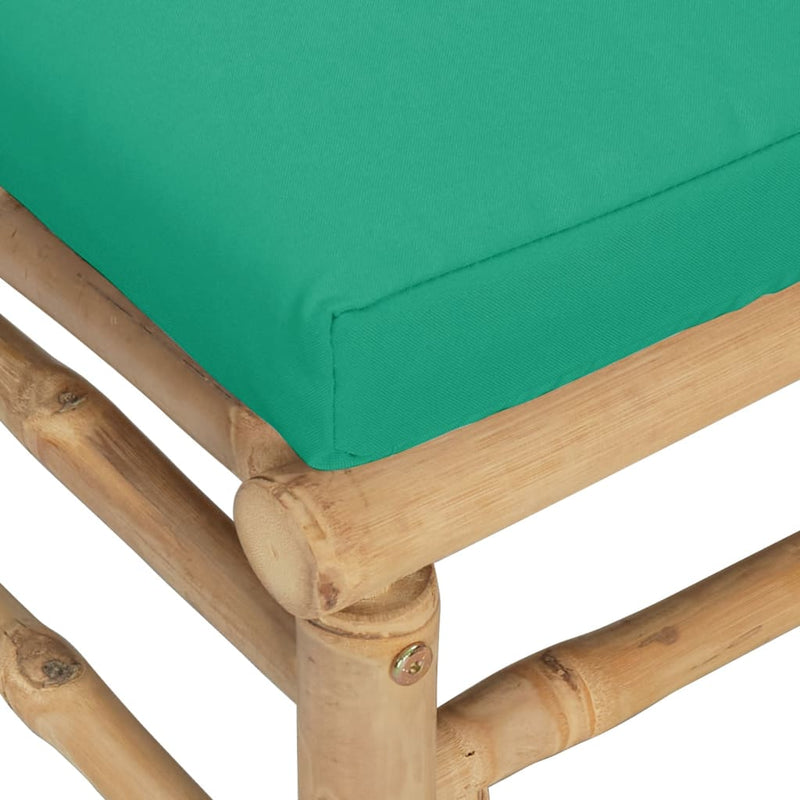 vidaXL Garden Corner Sofas with Green Cushions 2 pcs Bamboo