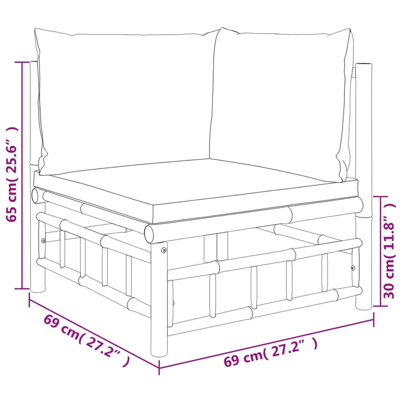 vidaXL Garden Corner Sofas with Cream White Cushions 2 pcs Bamboo