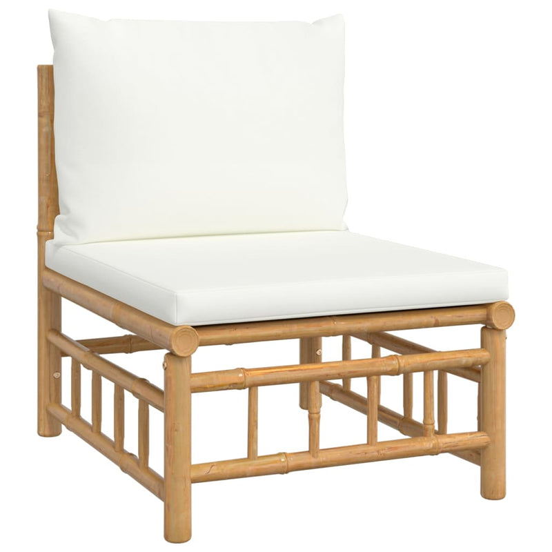 vidaXL 3 Piece Garden Lounge Set with Cream White Cushions  Bamboo