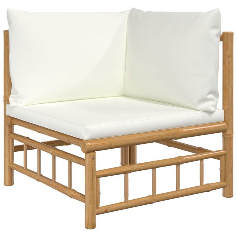 vidaXL 6 Piece Garden Lounge Set with Cream White Cushions  Bamboo