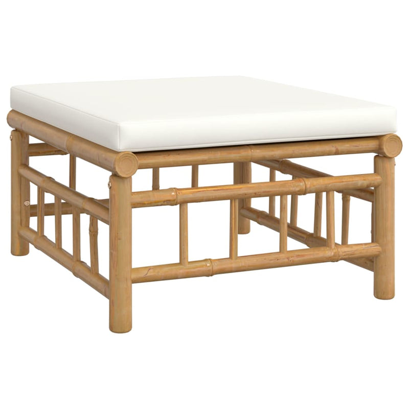 vidaXL 6 Piece Garden Lounge Set with Cream White Cushions  Bamboo