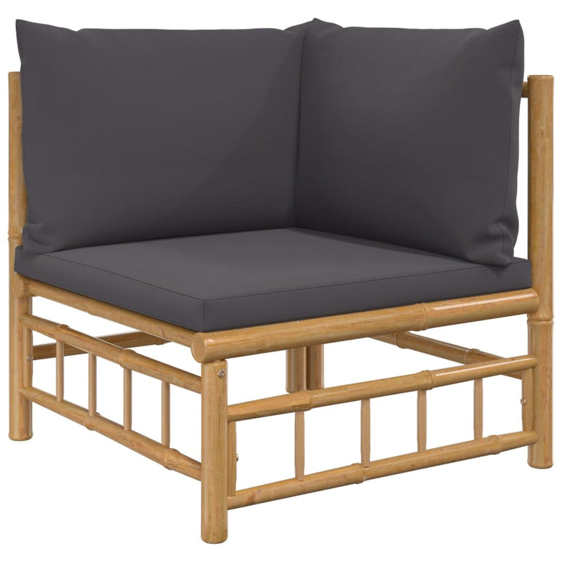vidaXL Garden Corner Sofas with Dark Grey Cushions 2 pcs Bamboo