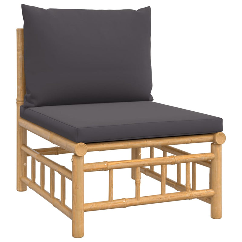 vidaXL 4 Piece Garden Lounge Set with Dark Grey Cushions  Bamboo