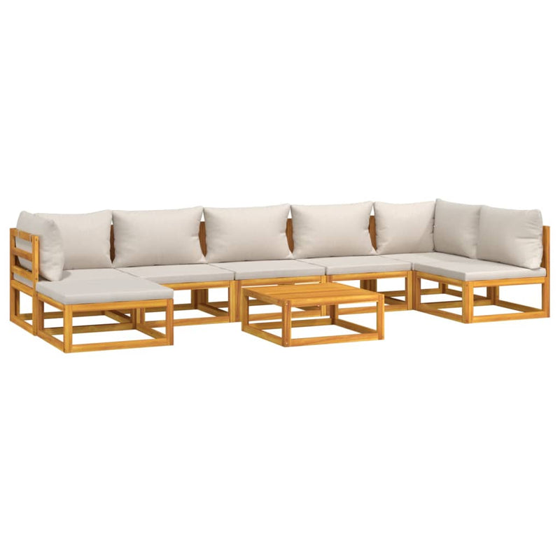 vidaXL 8 Piece Garden Lounge Set with Light Grey Cushions Solid Wood